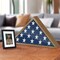 Americanflat Small Flag Display Case for Burial Flag - Fits Folded Flag - Elegant Military Flag Display Case - Plexiglass Cover - Triangle Hanging Hardware - Brown